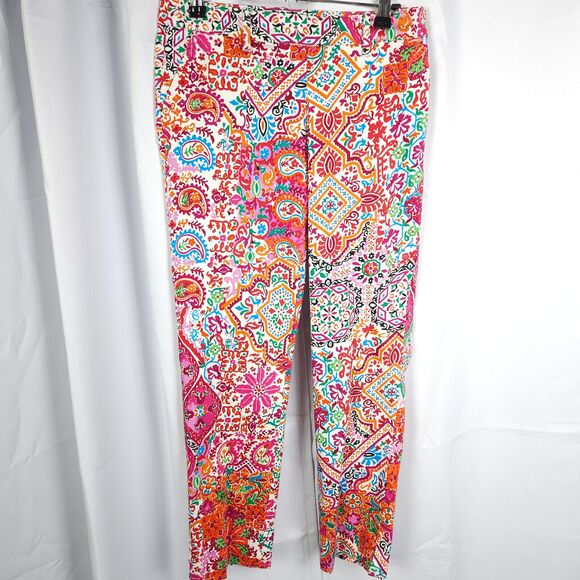 Lauren Ralph Lauren Womens 2P 29x26.5 Petite Colorful Paisley Preppy Pants - Picture 1 of 6